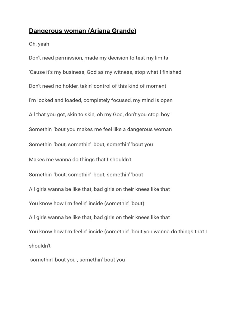Dangerous Woman Lyrics by Ariana Grande | PDF