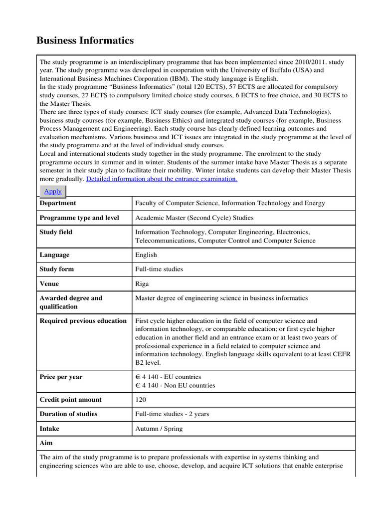 Business Informatics-Dmb0 | PDF | Computer Science | Master's Degree