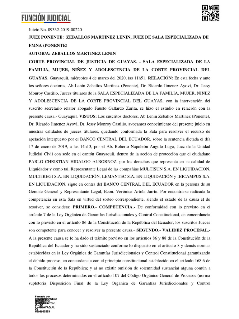 Sentencia 1 | PDF | Caso de ley | Debido al proceso