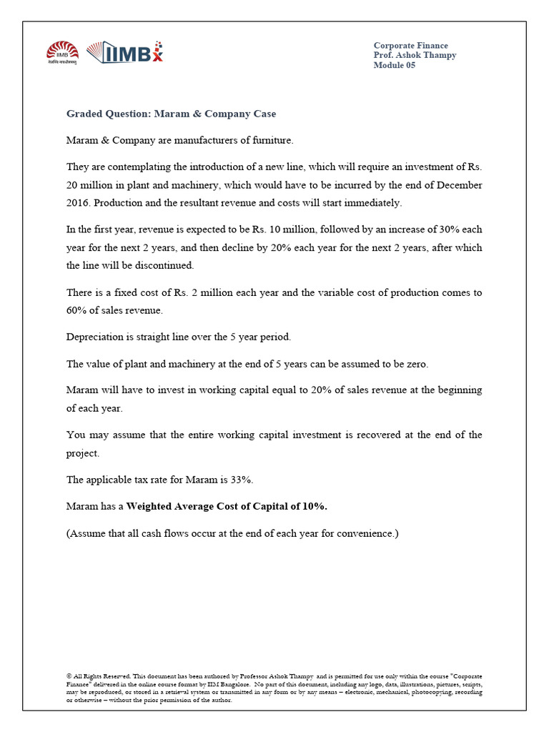 Graded Question - Maram Company Case | PDF | Depreciation | Business