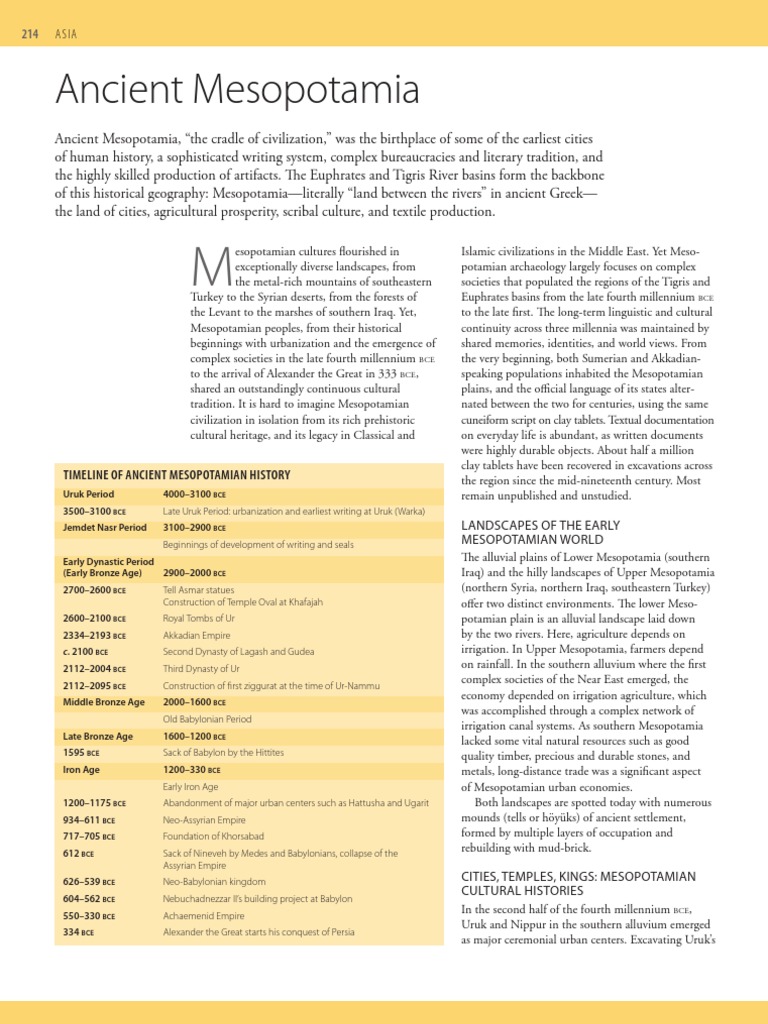 Ancient Mesopotamia: Cradle of Civilization | PDF