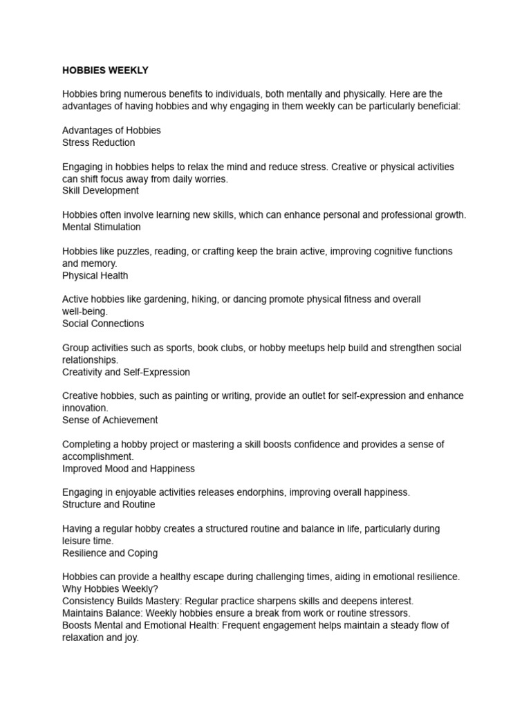 Hobbies weekly google docs pdf