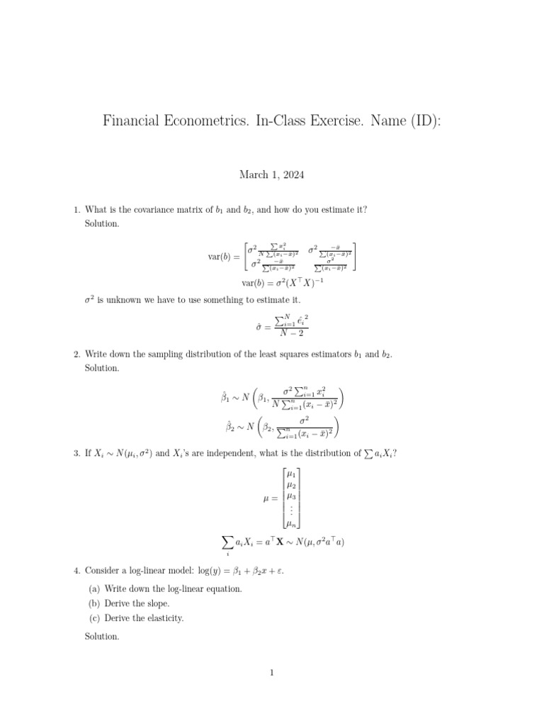 0308 in Class Exercise | PDF | Regression Analysis | Estimation Theory