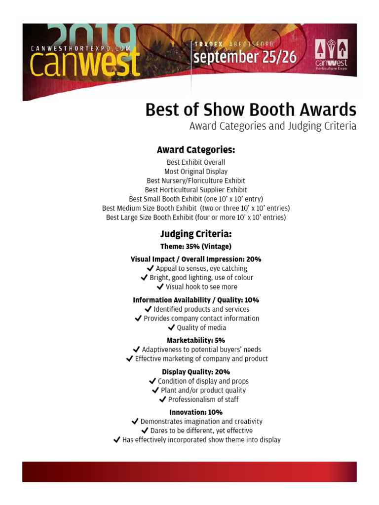 CanWest 2019 Booth Judging Criteria | PDF