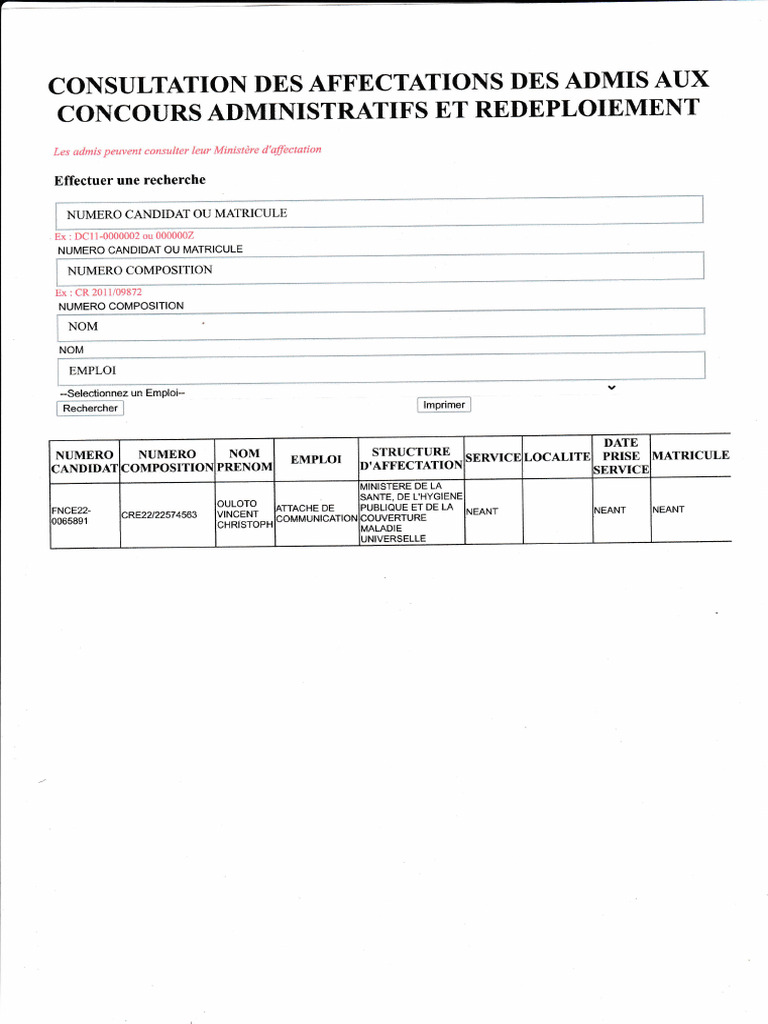 Consultation des affectations des admis | PDF