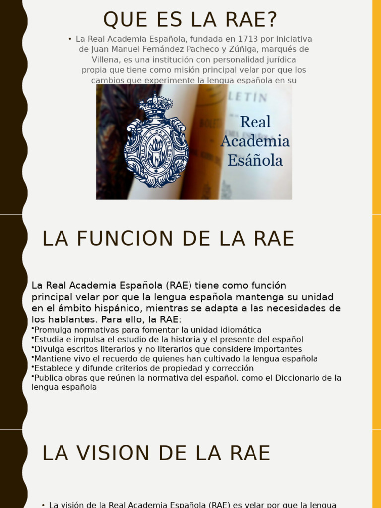Funciones y visión de la RAE | PDF | Educación en artes liberales