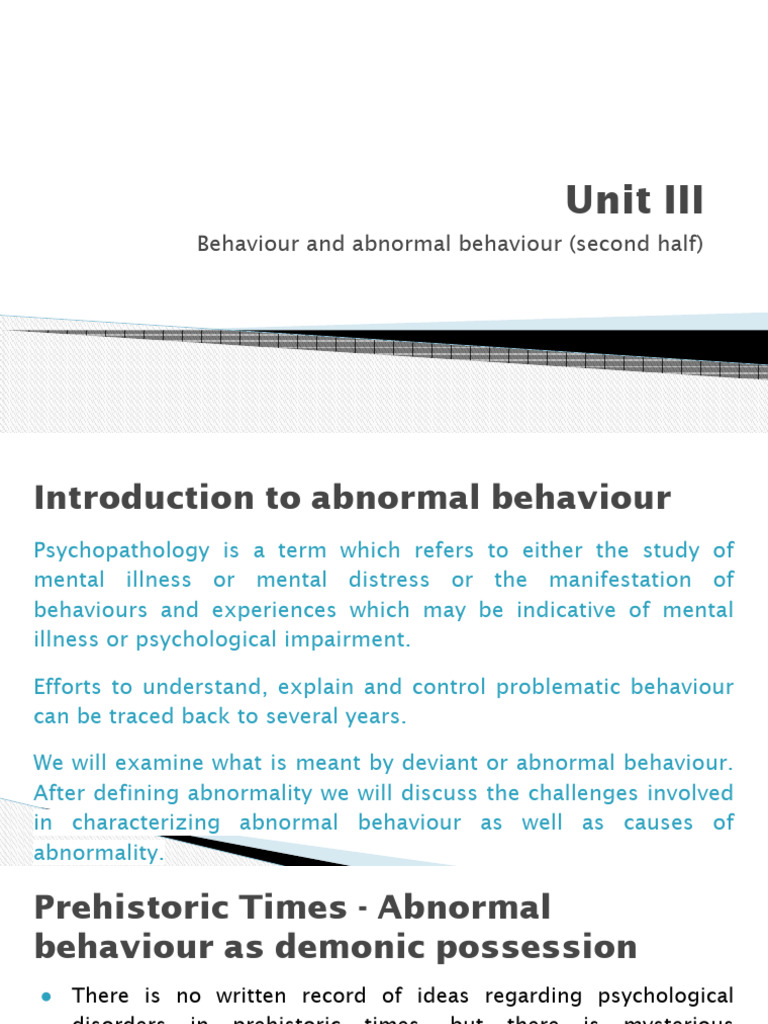 Unit 3 Behaviour and Abnormal Behaviour | PDF | Mental Disorder ...
