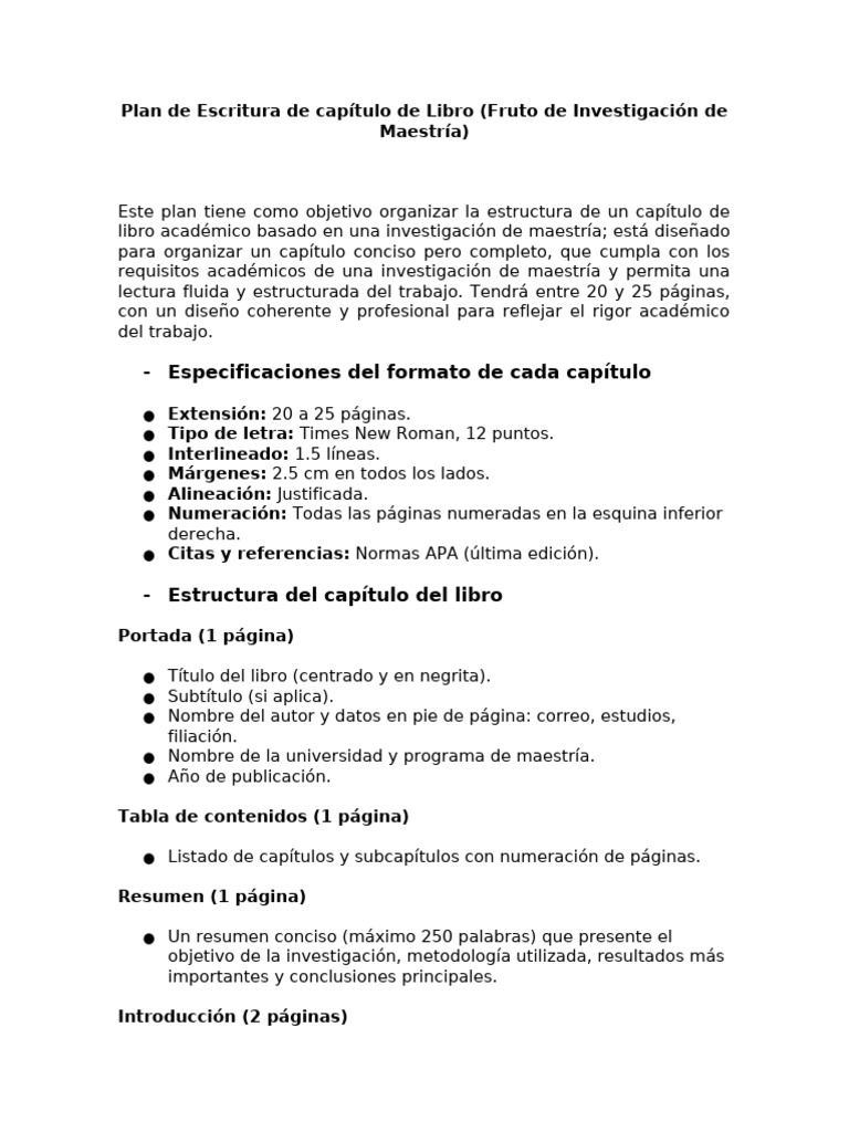 Plan de Escritura de Capítulo de Libro | PDF | Teoría | Science