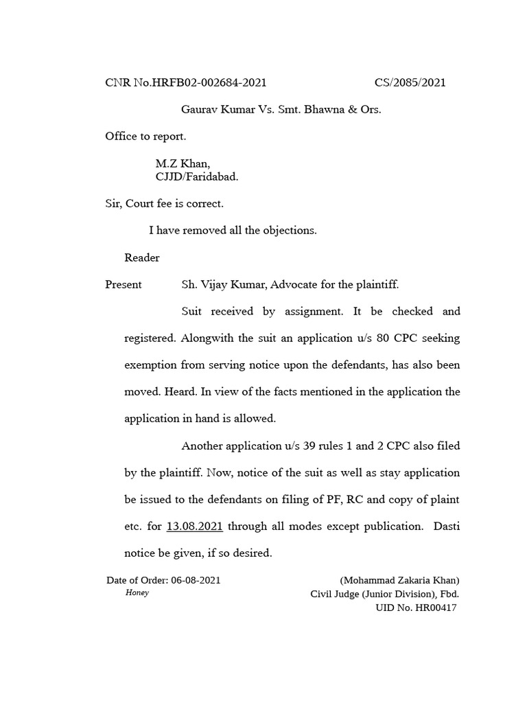Court Order: Gaurav Kumar vs. Bhawna | PDF
