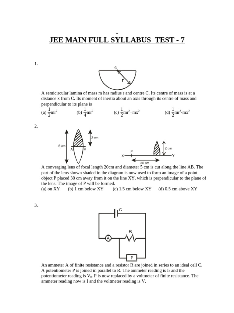 Jee Main Full Syllabus Test - 7 | PDF | Applied And Interdisciplinary ...