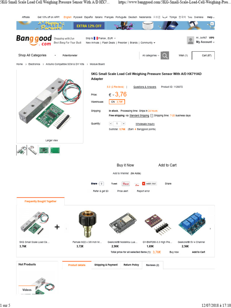 DollaTek 10 Kg Wägezelle Mit HX711 AD-Wandler – Set Für Präzisionswaagen Und Arduino-Projekte