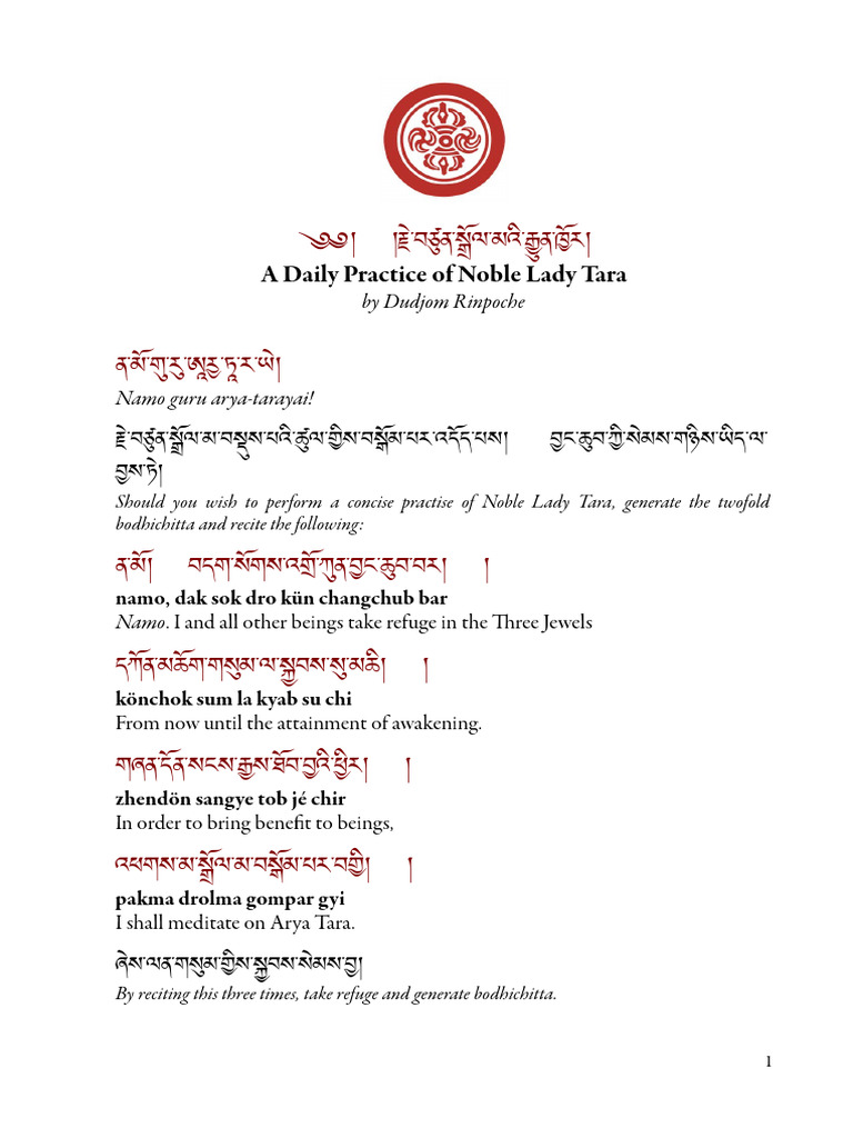 Daily Tara Practice English | PDF