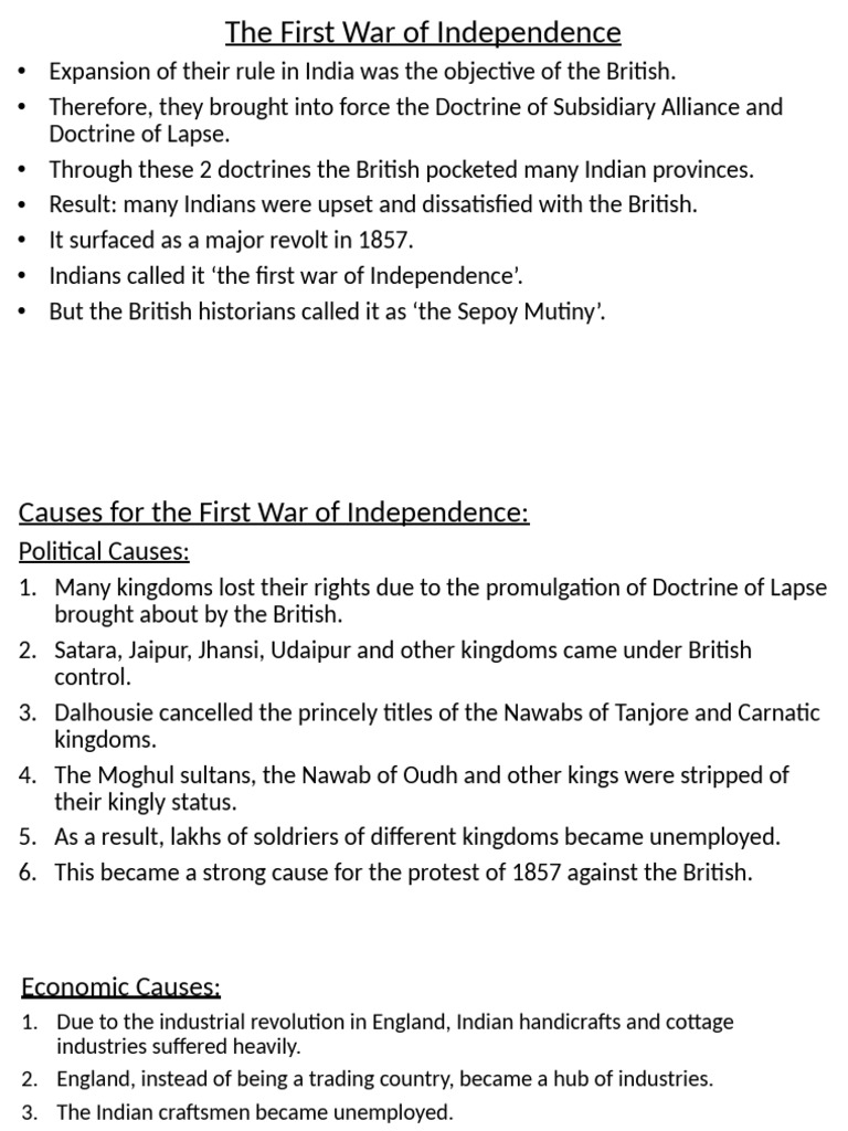 The First War of Independence (1857) | PDF | Indian Rebellion Of 1857 ...