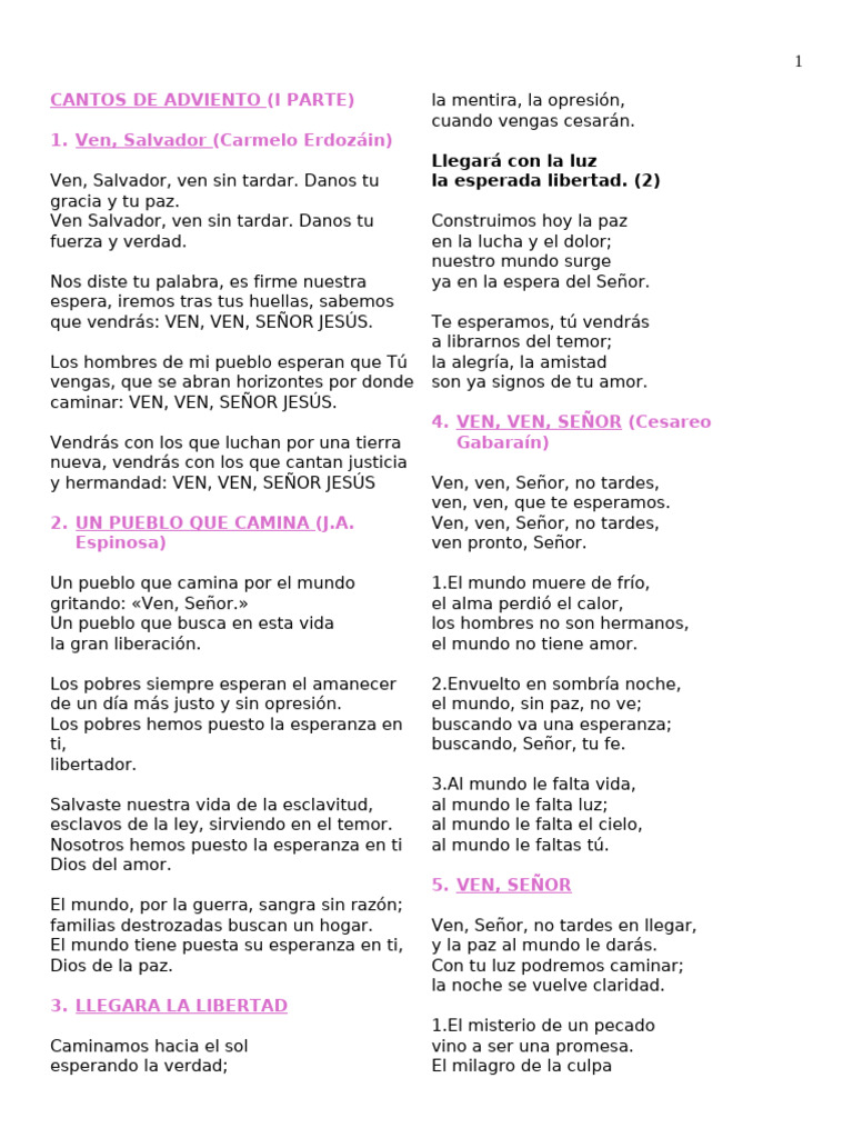 Cantos de Adviento: Esperanza y Fe | PDF | Cristo (título) | Salvación