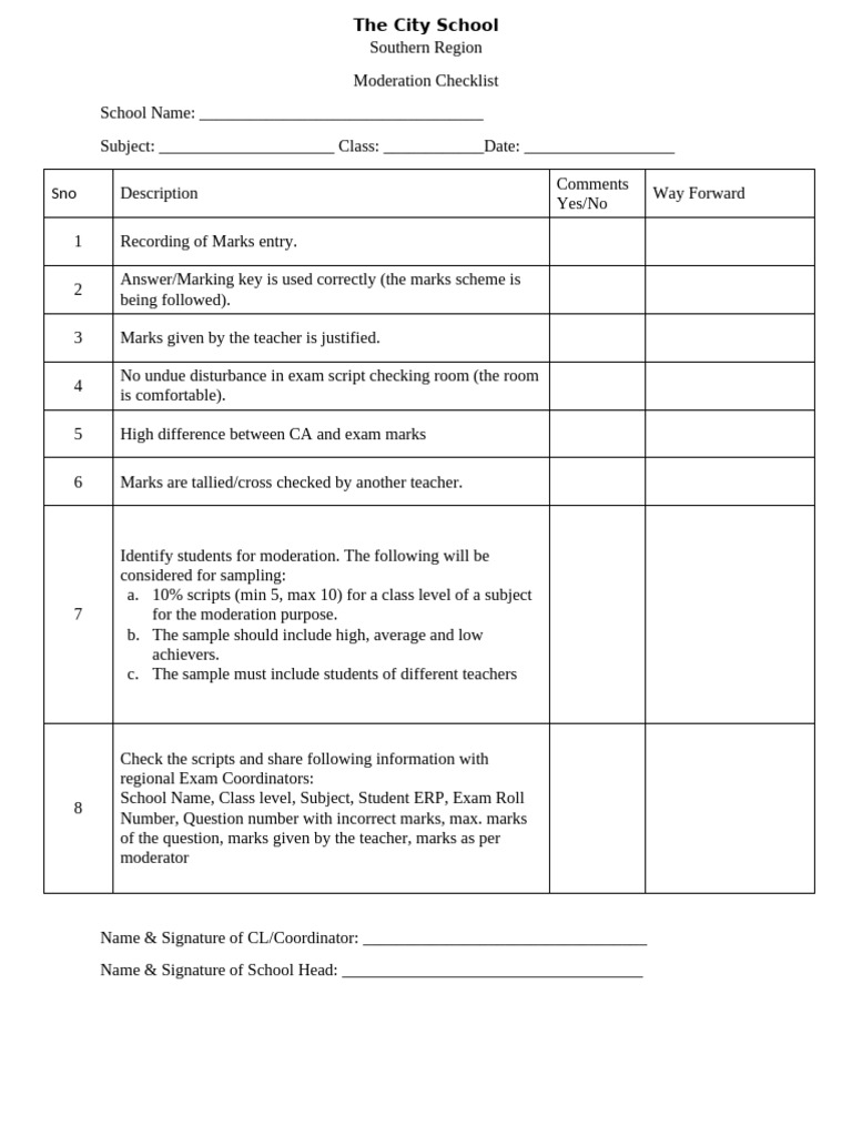 Moderation Checklist | PDF