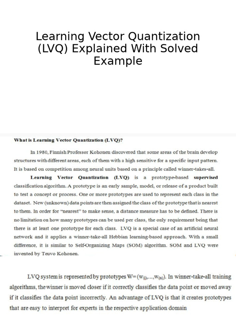 Learning Vector Quantization Explained | PDF