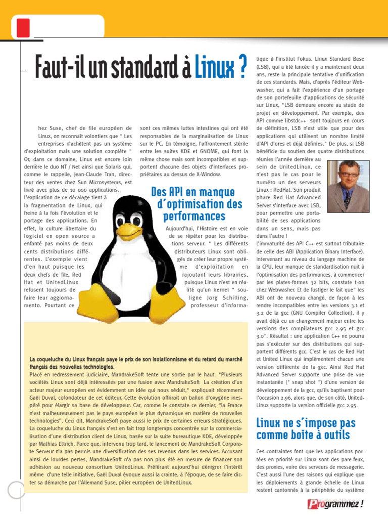 Standardisation des API Linux | PDF | Linux | Java (Langage de ...