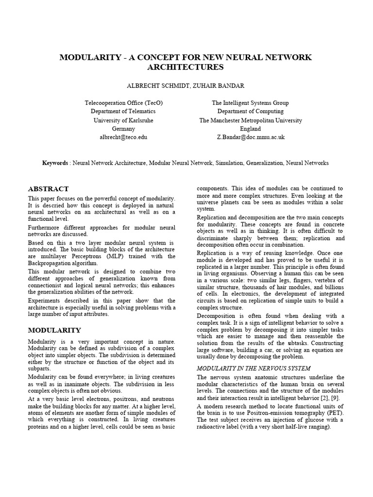 Modular Neural Network Architecture | PDF | Artificial Neural Network ...