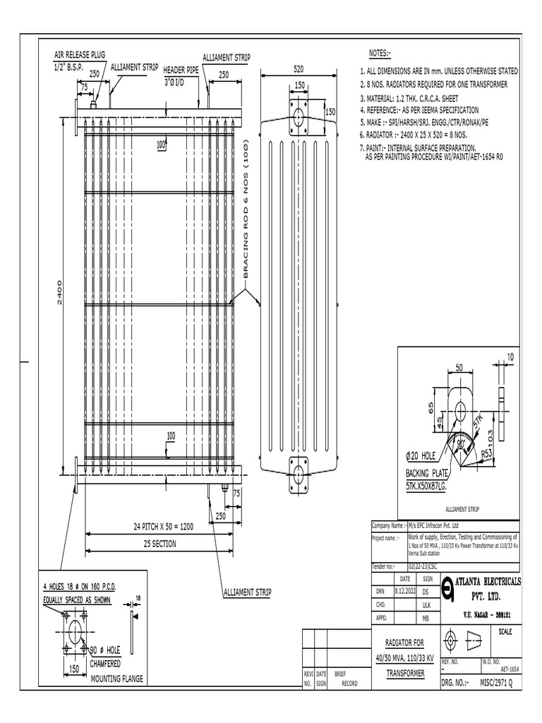 50 MVA Transformer Radiator Specifications | PDF