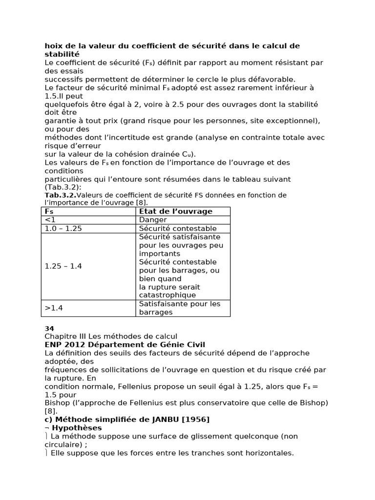 Coefficient de sécurité en stabilité PDF — free download