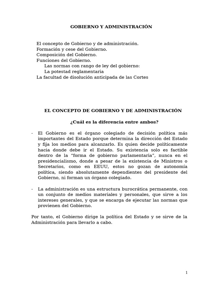 Estructura y Funciones del Gobierno | PDF | Gobierno de españa | Regulación