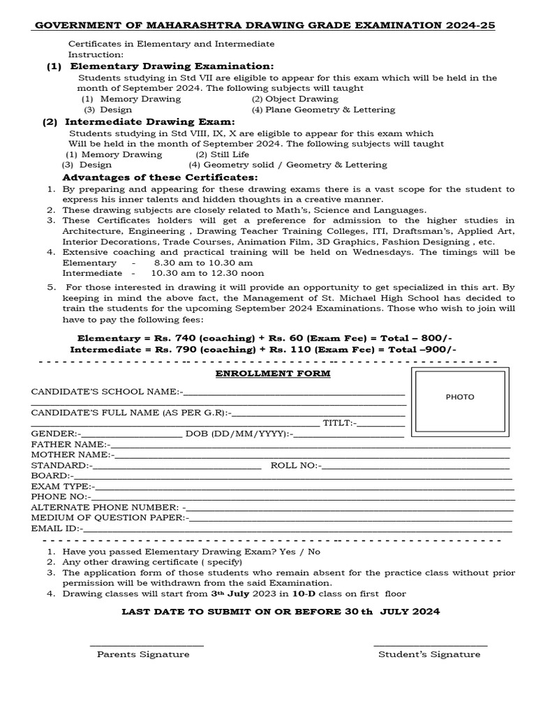 DRAWING Classes Form 2025 | PDF | Middle Schools | University And ...