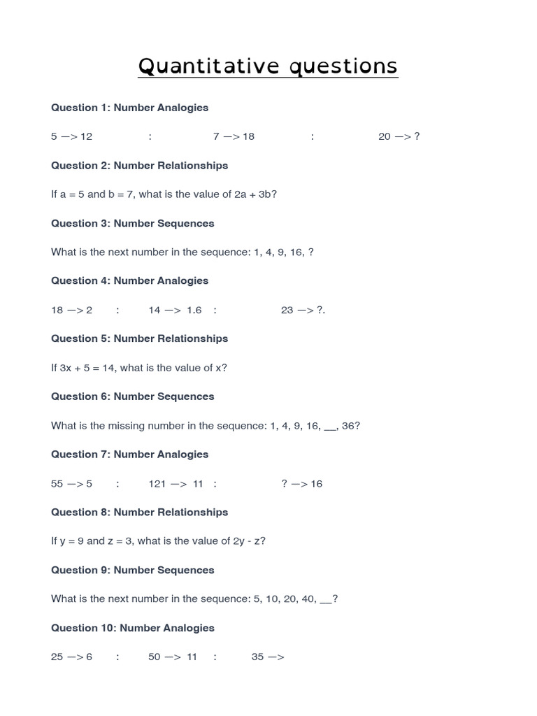 Quantitative Reasoning Practice Questions | PDF
