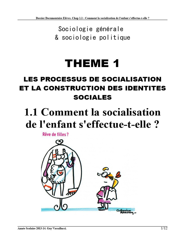 Socialisation de l'enfant : processus et acteurs | PDF | Socialisation ...