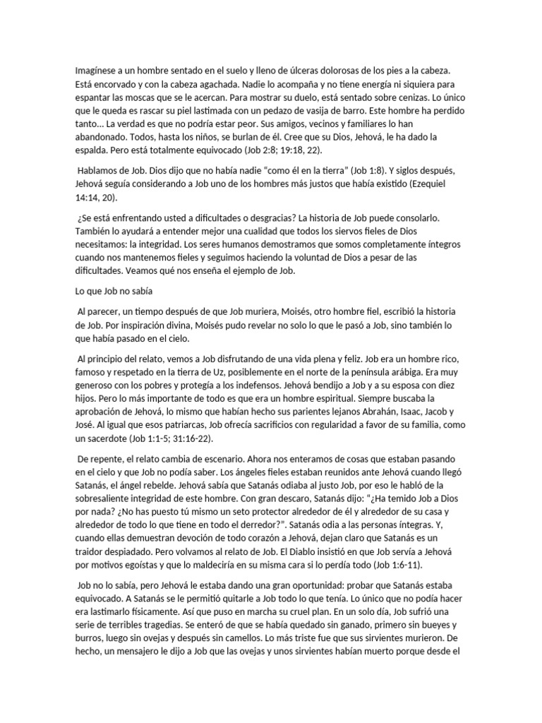La Integridad de Job en el Sufrimiento | PDF | Satán | Libro de trabajo
