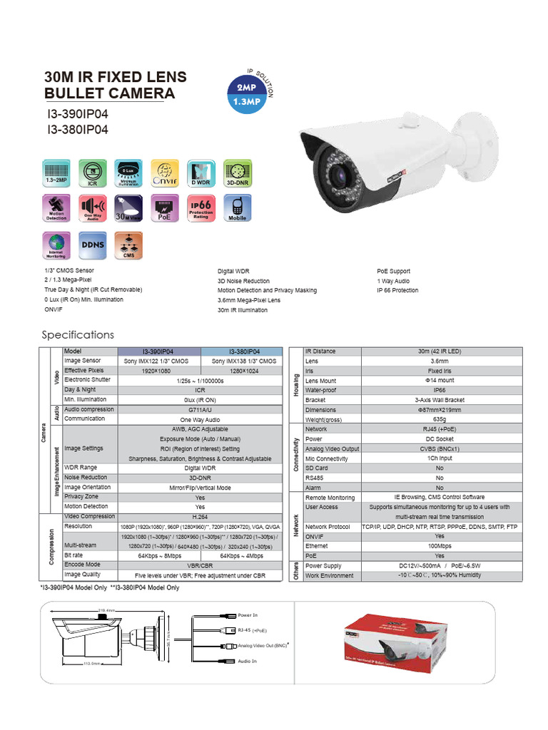Bullet Camera Specifications Overview | PDF | Camera | Pixel