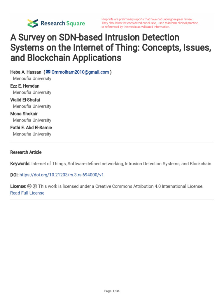 A Survey On SDN-based Intrusion Detection Systems | PDF | Machine ...