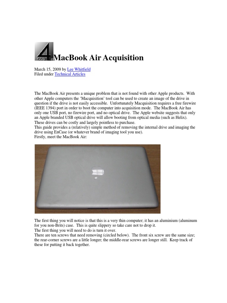 Imaging MacBook Air Drives Guide | PDF | Apple Inc. | Electrical Connector