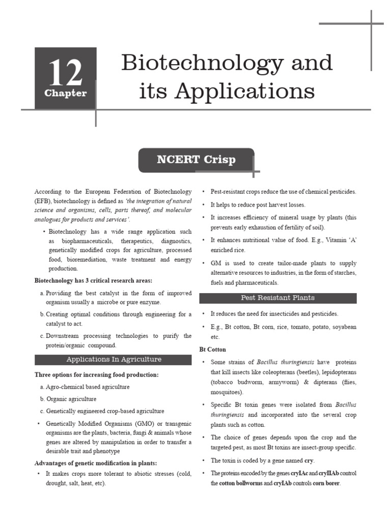 Biotechnology Applications in Agriculture & Medicine | PDF ...