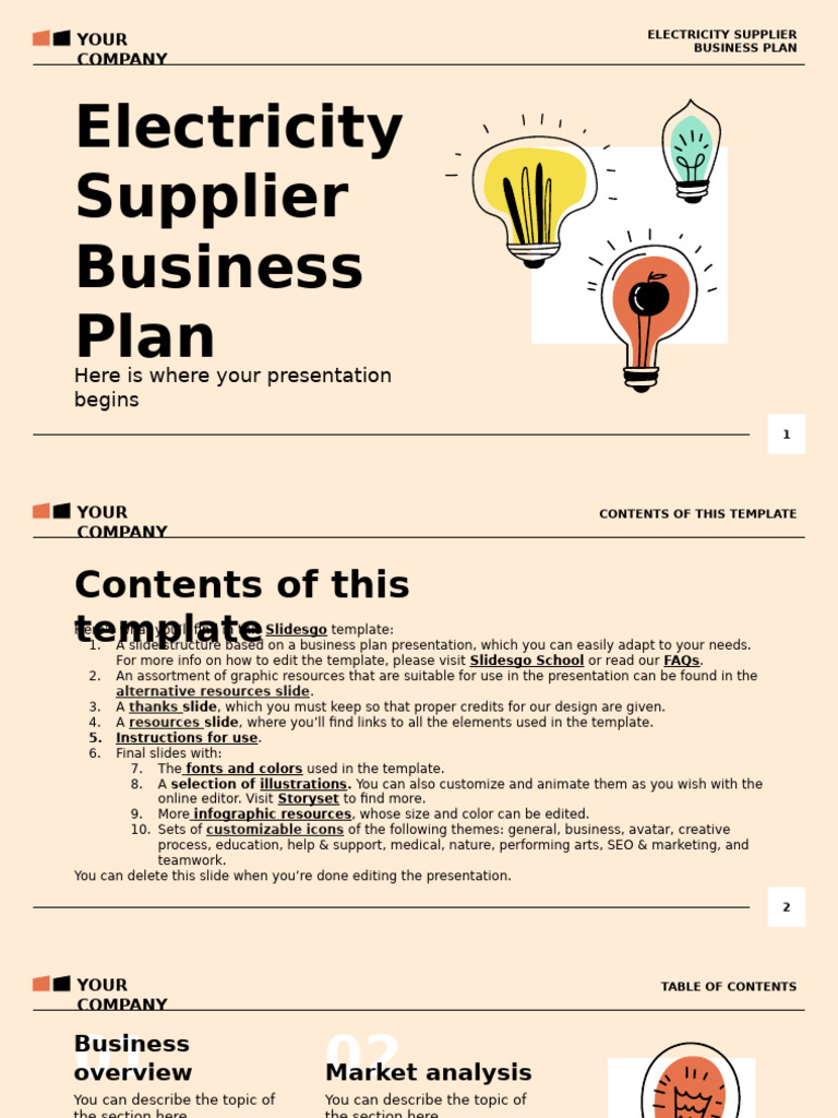 Electricity Supplier Business Plan by Slidesgo | PDF | Planets ...