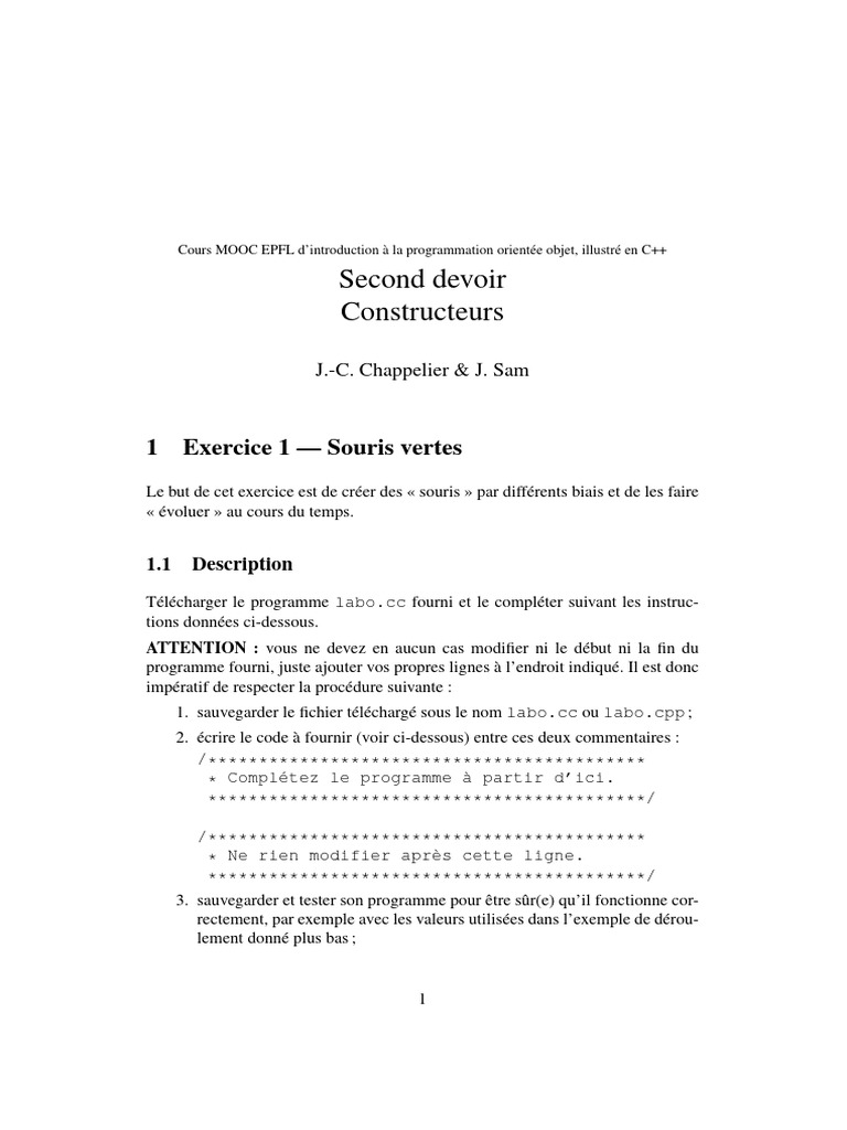 Devoir C++ : Constructeurs et Classes | PDF | Clonage | Bibliothèque ...