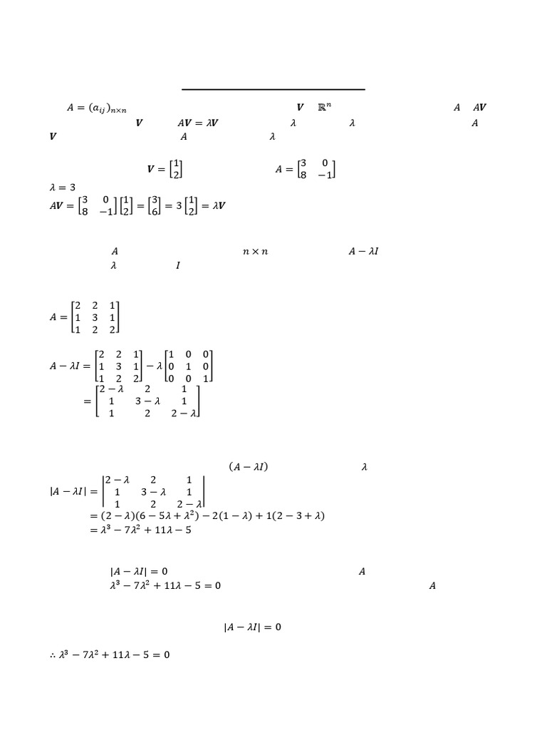 1.eigenvalues, Eigenvectors and Vector Space Spring 23-24 | PDF ...