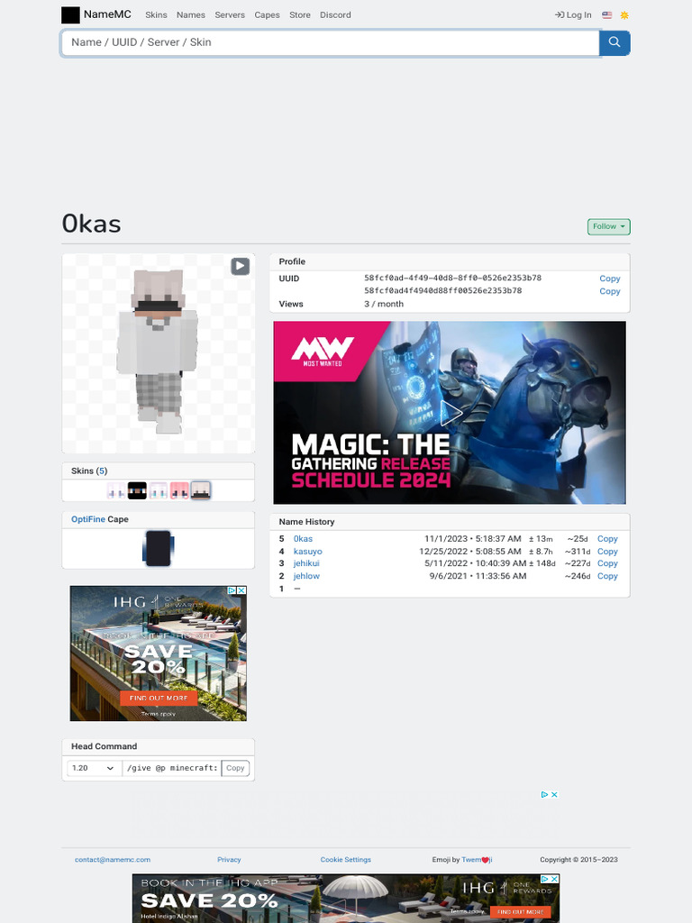 0kas Minecraft Profile NameMC | PDF