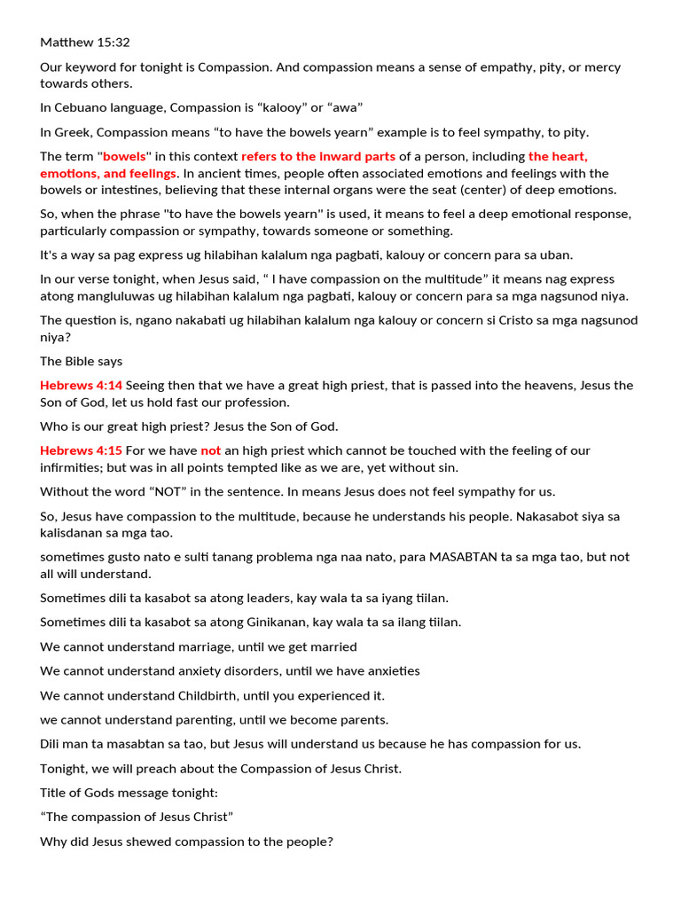 The Compassion Of Jesus Pdf Jesus Gospel Of Matthew