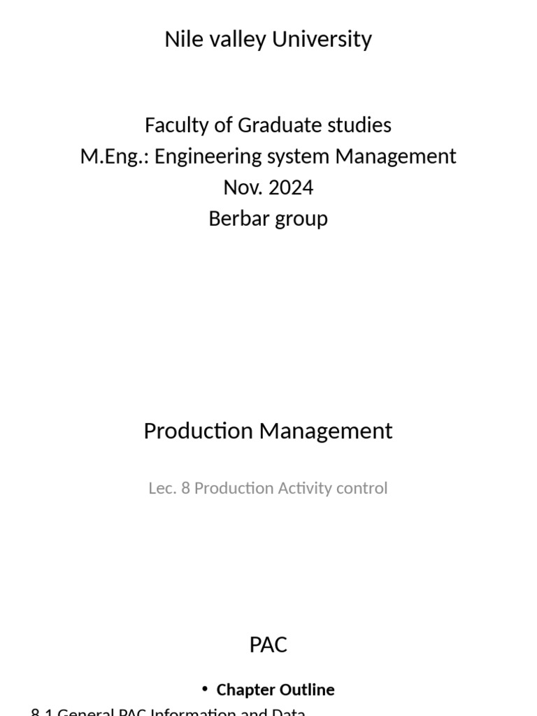 Production Activity Control Overview | PDF