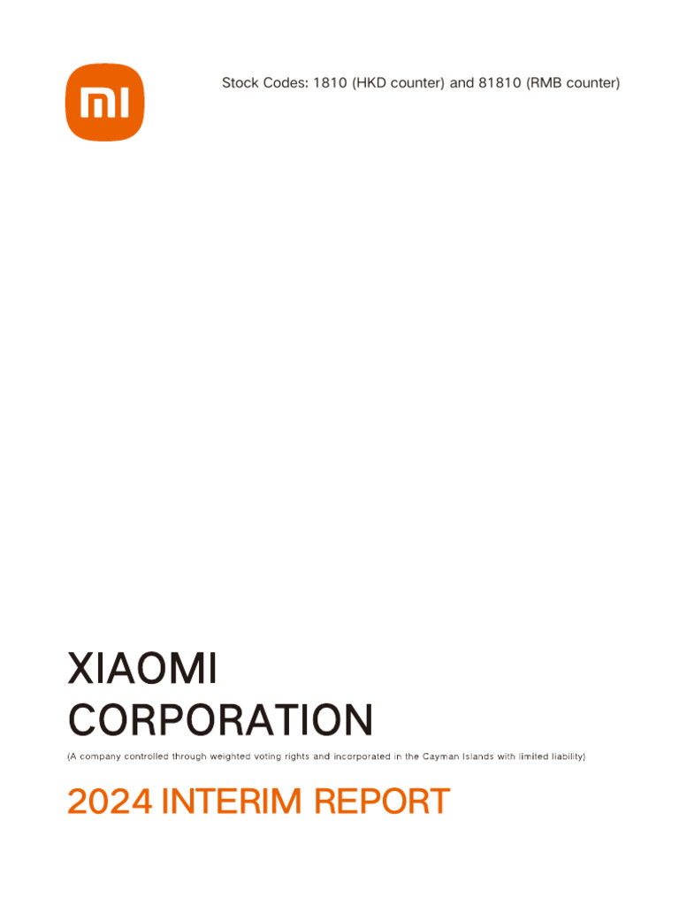 XIAOMI 2024 Financial Statements PDF | PDF | Xiaomi | Corporate Social  Responsibility