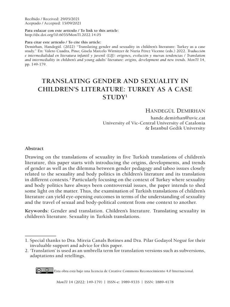 Translating Gender in Turkish Children's Literature | PDF | Gender ...