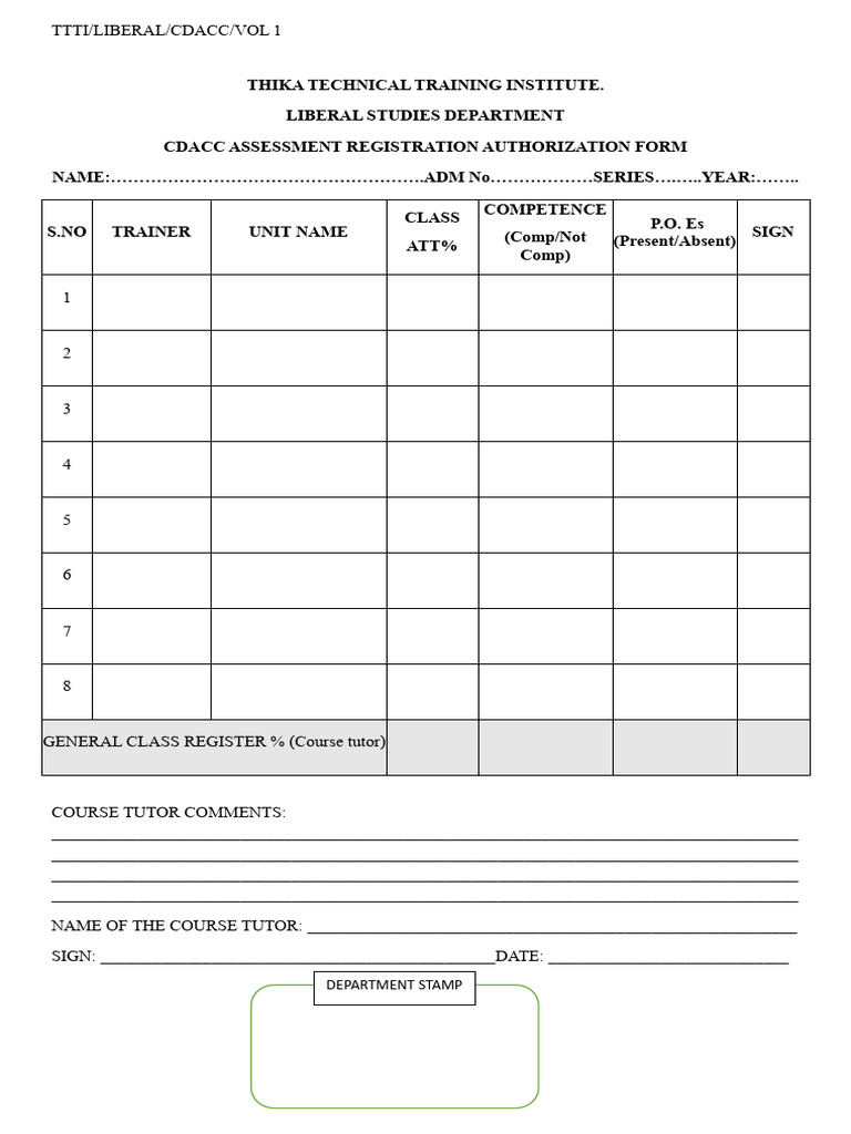 CDACC Assessment Registration Form | PDF