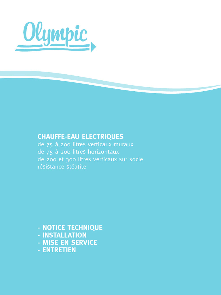 Notice d'installation Chauffeeau Olympic 200L PDF — free download