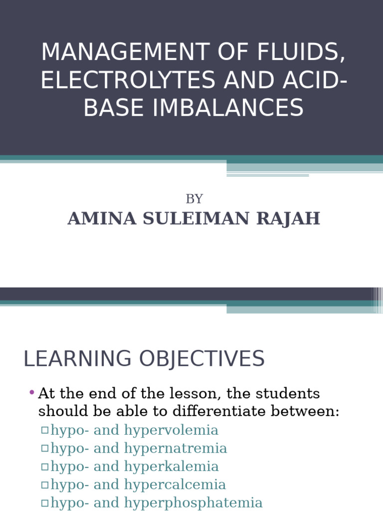 Fluid and Electrolyte Management Guide | PDF | Dehydration | Edema