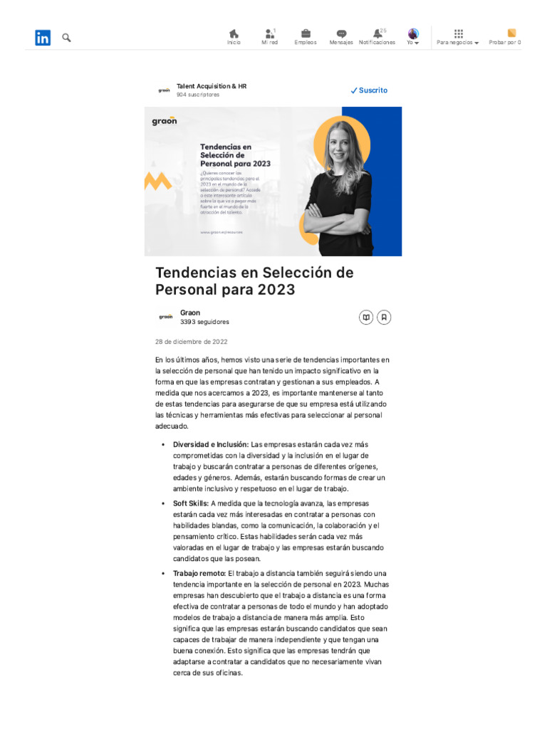 Tendencias en Selección de Personal para 2023 - LinkedIn | PDF ...
