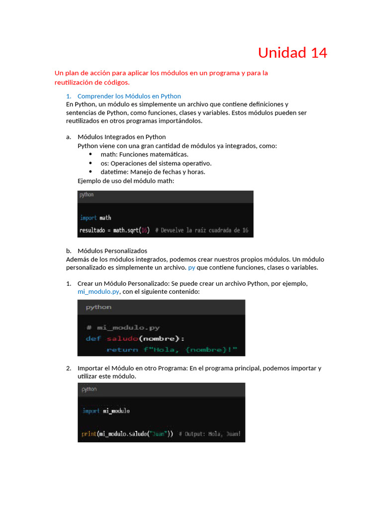 Módulos en Python: Reutilización y Creación | PDF | Python (lenguaje de ...
