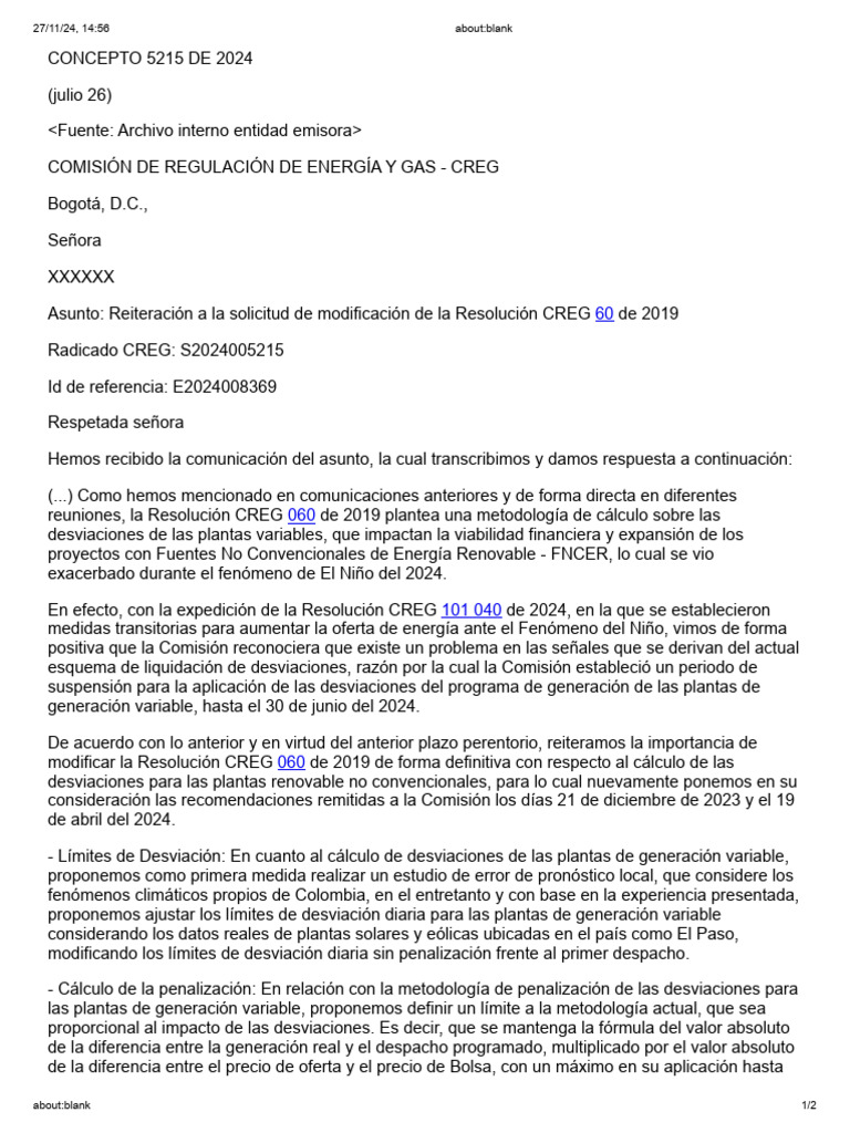 Modificación de Resolución CREG 060 2019 | PDF