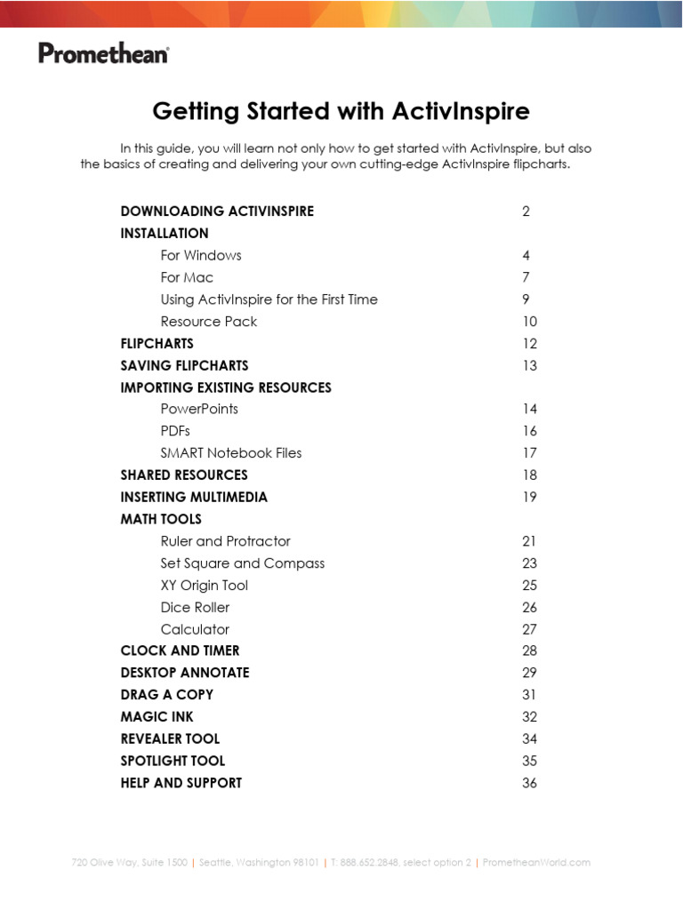Getting Started with ActivInspire Guide | PDF | Installation (Computer ...