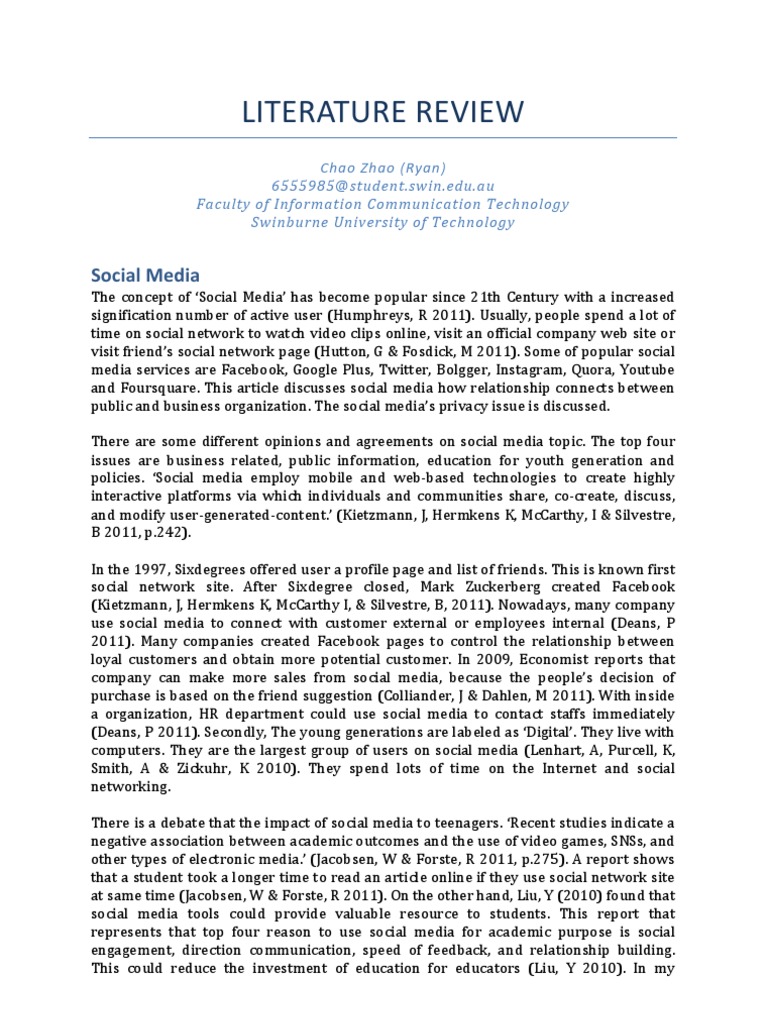 literature reviews on social media