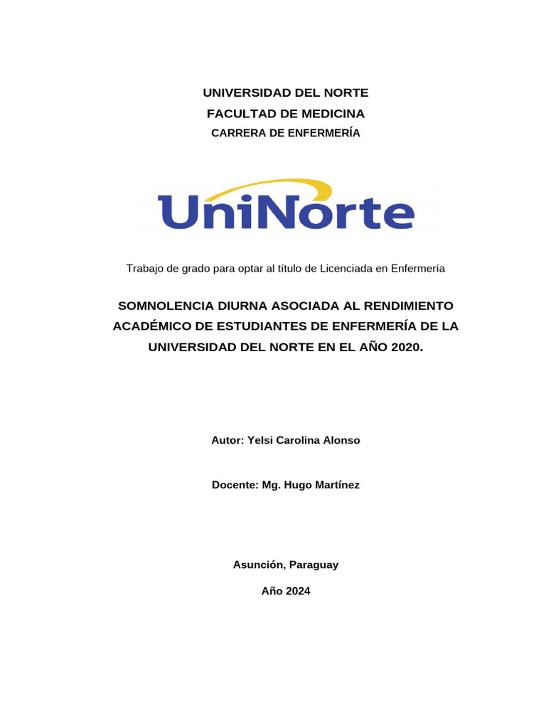 Somnolencia Diurna en Estudiantes de Enfermería | PDF